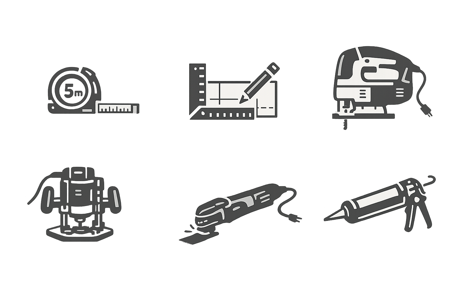 Icônes d’outils de bricolage sur fond sombre
