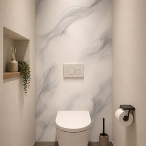 Toilettes modernes minimalistes avec mur effet marbre