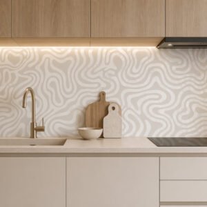 credence CUISINE---ABSTRAIT---BLANC-GRIS