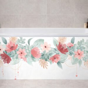 Baignoire décorée de motif floral pastel