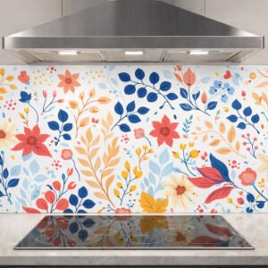 Crédence de cuisine à motif floral coloré