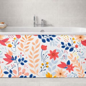 Baignoire blanche avec motif floral coloré