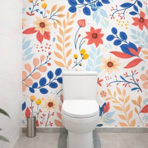 Toilettes modernes avec credencefloral coloré