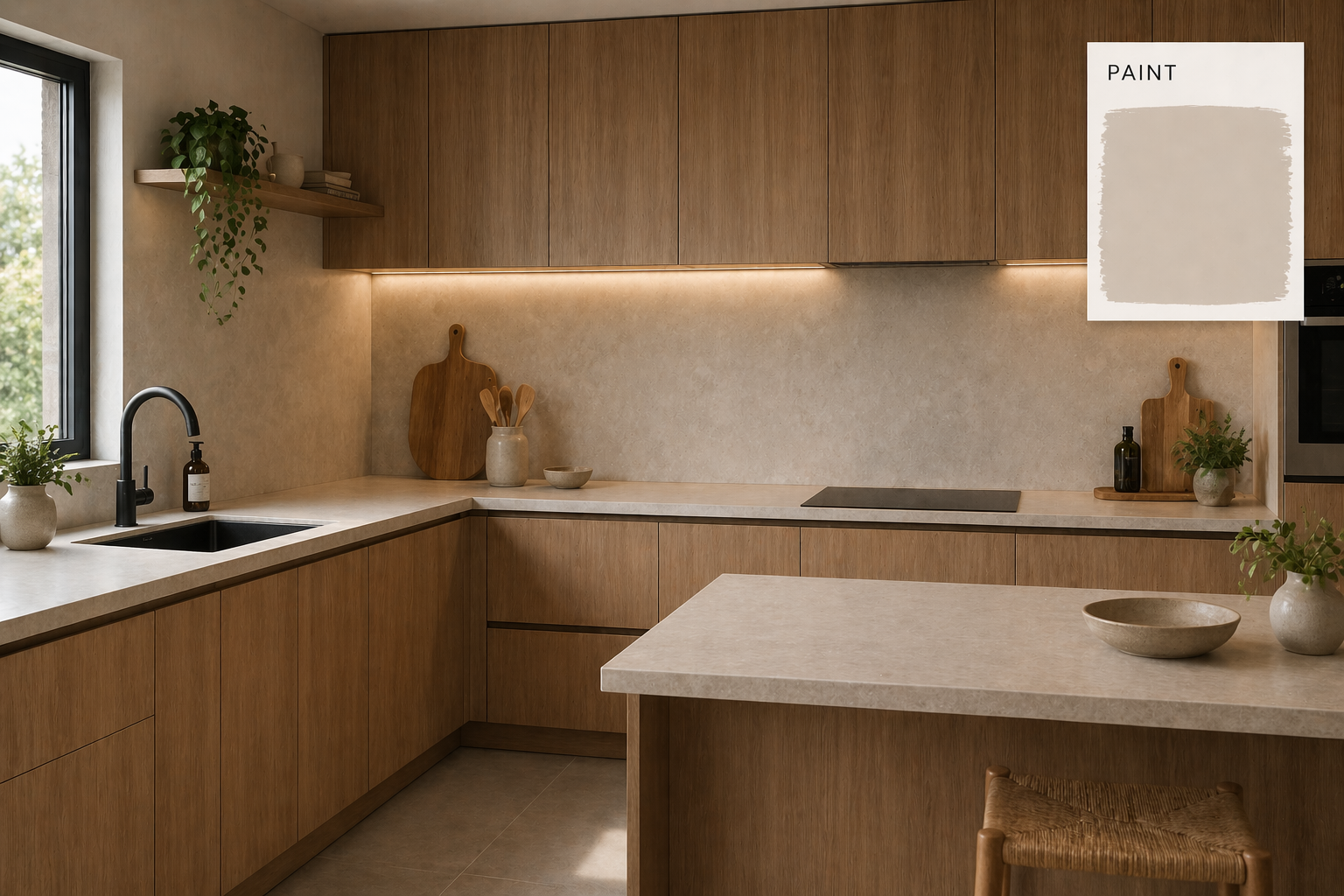 Cuisine moderne en bois aux tons beiges