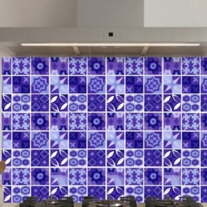 Crédence de cuisine en carreaux bleus décoratifs