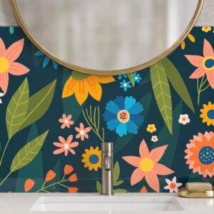 credence salle de bain floral