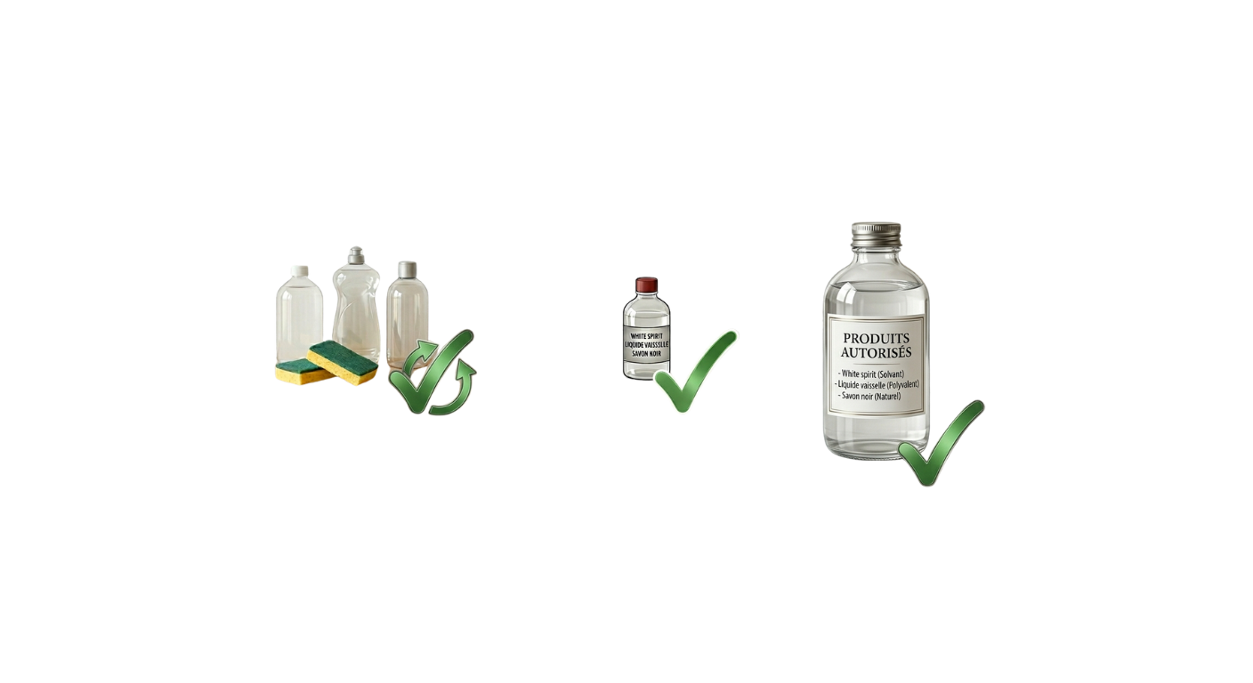 Produits de nettoyage autorisés avec coches vertes
