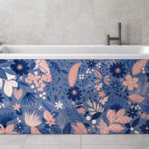 Baignoire moderne avec panneau floral bleu et rose
