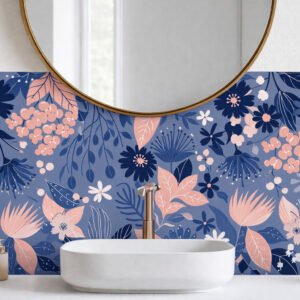 crédence VASQUE----FLORAL---BLEU--ET-ROSE