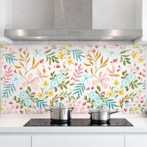 Crédence de hotte à motif floral coloré