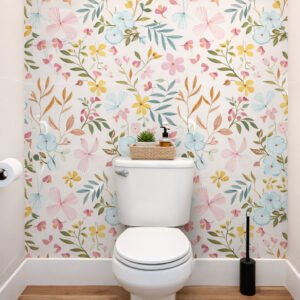 Toilettes avec credence floral coloré
