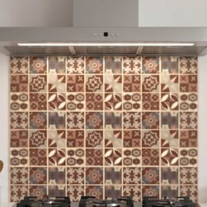 Crédence de cuisine en carreaux motifs marron