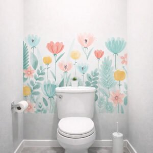 Toilettes avec credence floral pastel