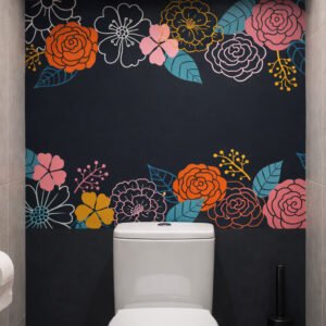 Toilettes avec credence floral coloré