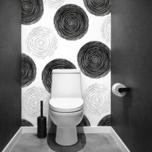 Toilettes modernes avec credence à cercles noirs