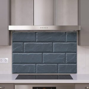Crédence murale en briques bleues cuisine moderne