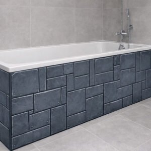 Baignoire moderne avec habillage en tablier de bain gris foncé