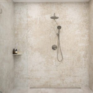 Douche italienne moderne aux tons beige clair