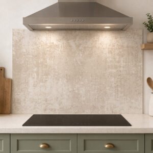 Crédence de cuisine moderne avec plaque et hotte