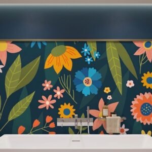 panneau de bain Floral couleur fond nuit