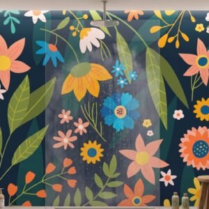 panneau de douche Floral couleur fond nuit