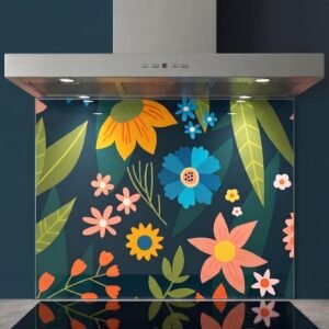 panneau hotte Floral couleur fond nuit