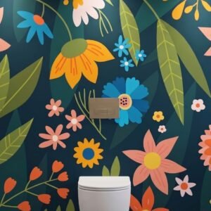 credence wc. Floral couleur fond nuit