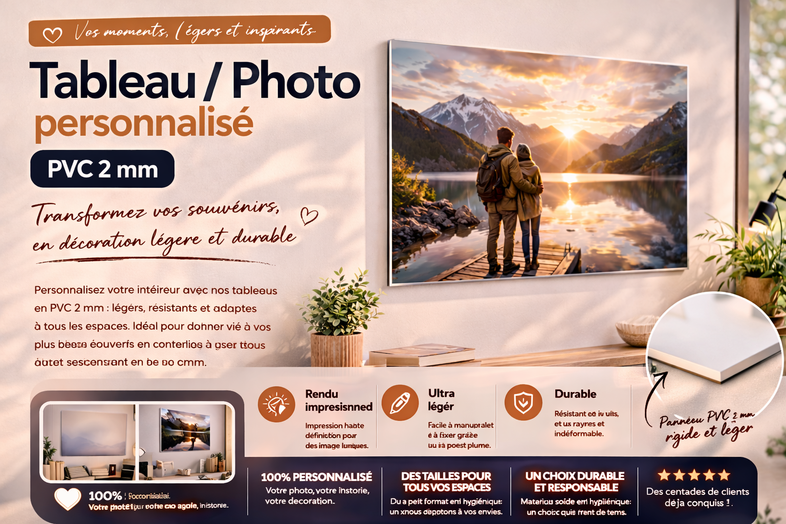 tableau / photo personnalisé pvc 2 mm