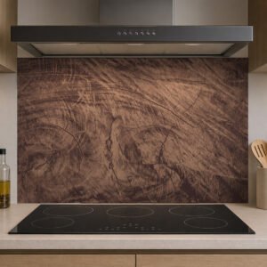 Cuisine moderne avec crédence en marbre brun