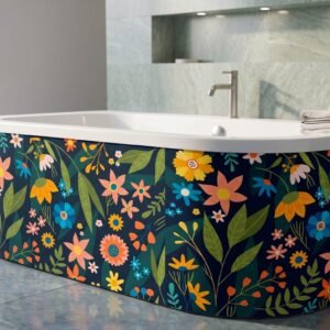 Tablier de bain - Floral couleur - Fond nuit