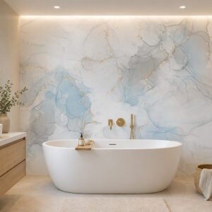 crédence de bain marbre gris bleu