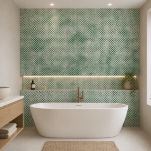 credence de bain grunge vert