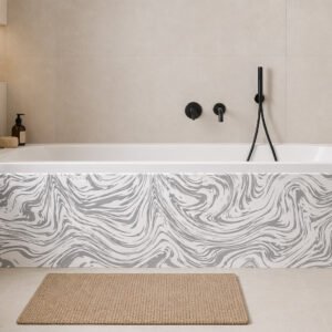 tablier de bain marbre liquide gris