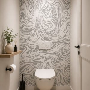 WC moderne avec credence marbré gris