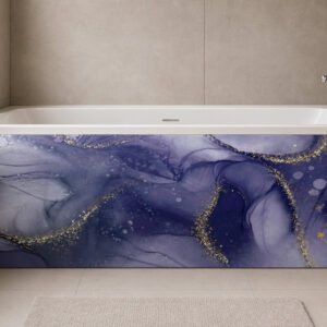 tablier de bain marbre bleu dore