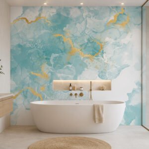 credence de bain marbre vert dore