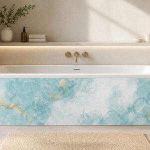 tablier de bain marbre vert dore