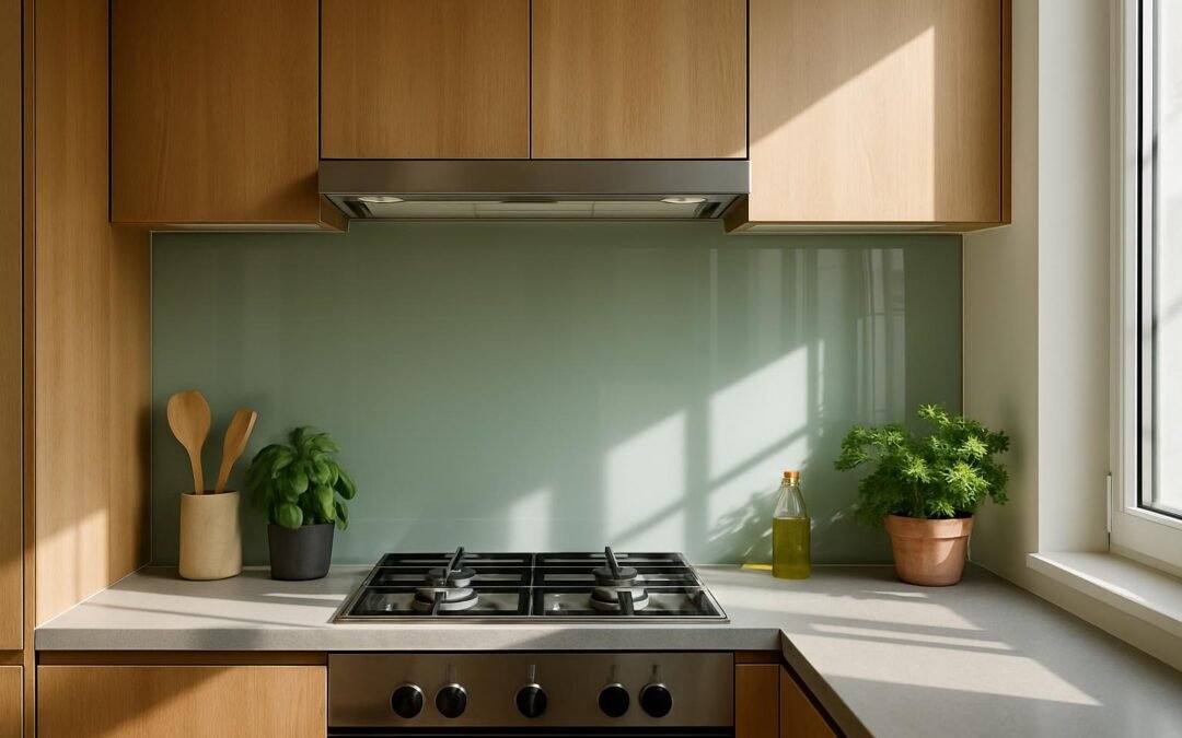 Cuisine moderne avec plaques et plantes vertes